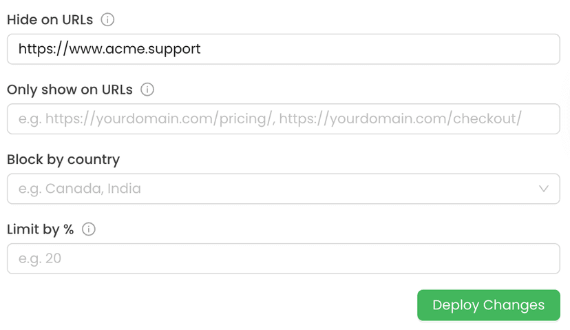 Deploy selectively - URL configuration options