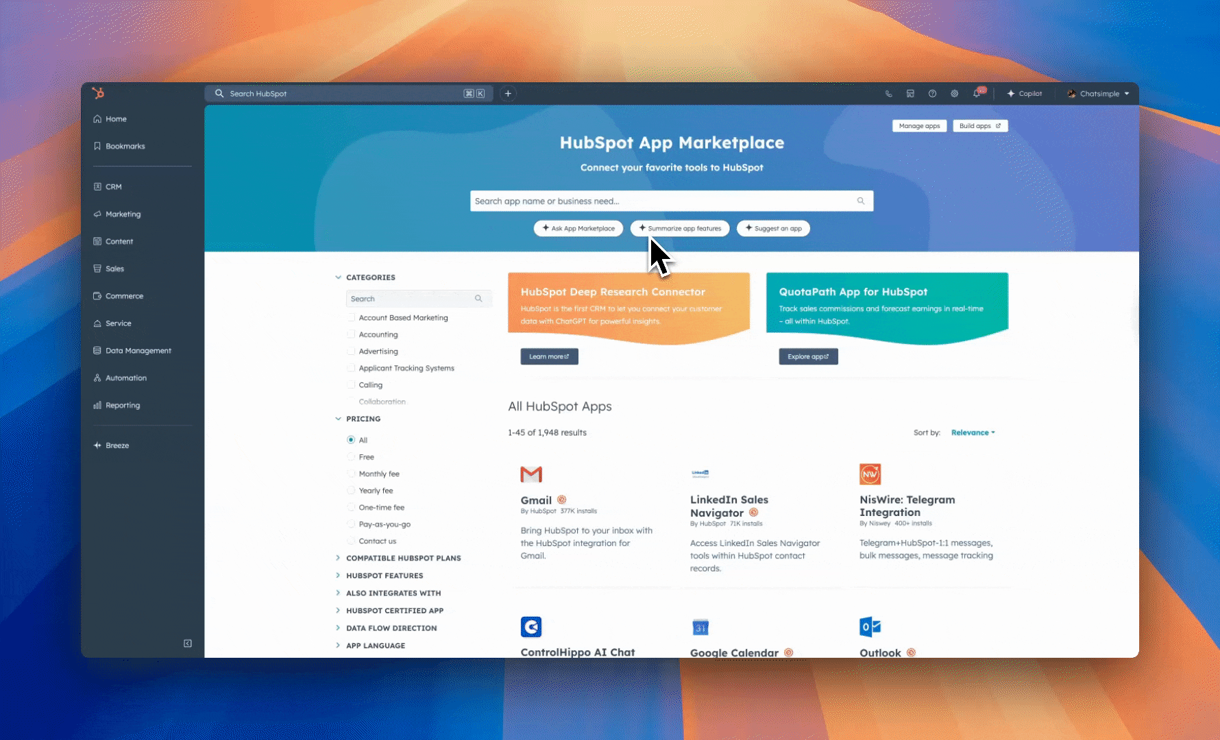HubSpot marketplace integration demo
